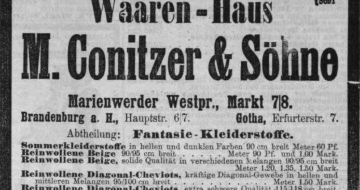 Das „Baarsystem“ oder wie M. Conitzer & Söhne ihr erstes Kaufhaus in Marienwerder eröffneten